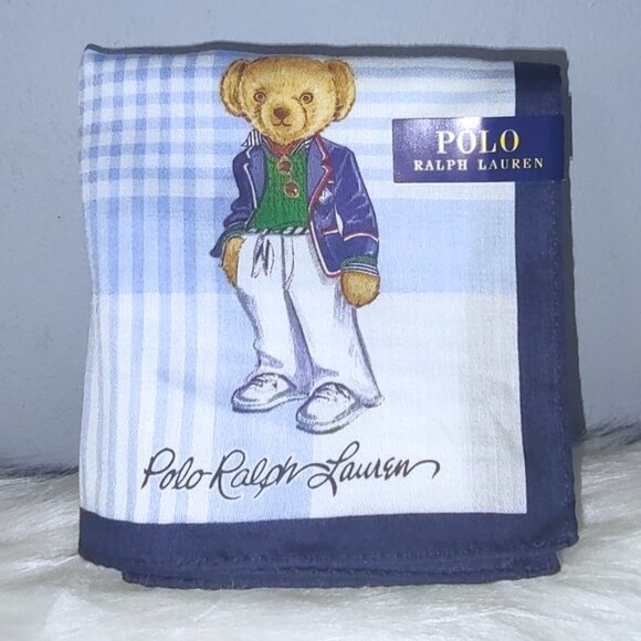 NEW Polo Ralph Lauren teddy bear plaid small scarf neckerchief NWT - Picture 1 of 4